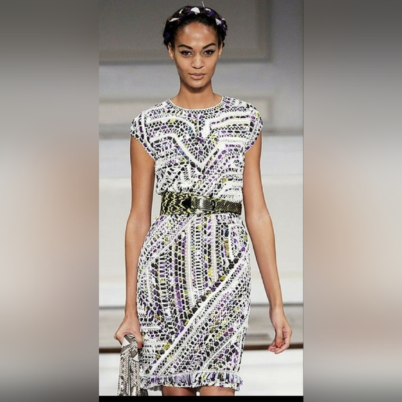 *$4,000 OSCAR DE LA RENTA GORGEOUS SILK LACE RUNWAY MULTI COLOR DRESS US 4, 10 - Picture 2 of 15